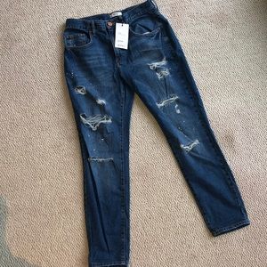Forever 21 boyfriend fit jeans with paint print